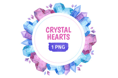 Crystal Hearts. Valentines Day Frame