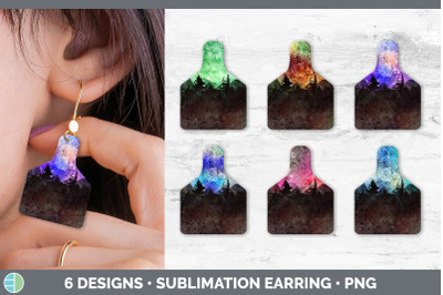 Night Sky Cow Tag Earring | Sublimation Cattle Ear Tag