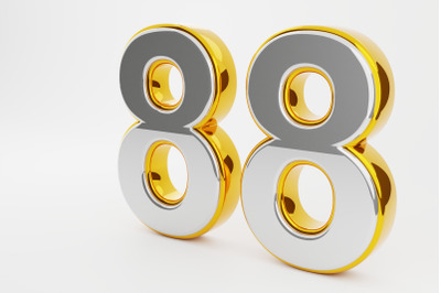 3D Rendering, numeral 88 3D usable for anniversary and business logos,