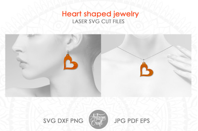 Heart Earrings SVG cut files for laser cutting, Valentines earrings