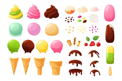 Create your own ice cream. Sundae constructor with different flavours,