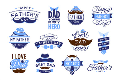 Happy Father Day label. Vintage badge for best father ever and hero da