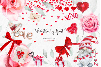 Red Watercolor Valentines Clipart #c45