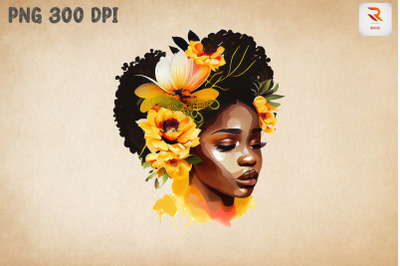 Afro Girl &amp; Flowers Black History 14