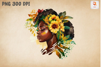 Afro Girl &amp; Flowers Black History 16