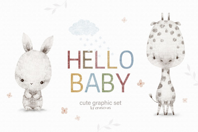 HELLO BABY cute graphic set