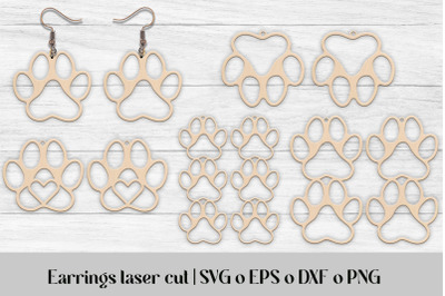 Paws earrings laser cut | Paws earrings SVG