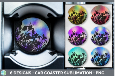 Floral Car Coaster | Sublimation Designs Bundle