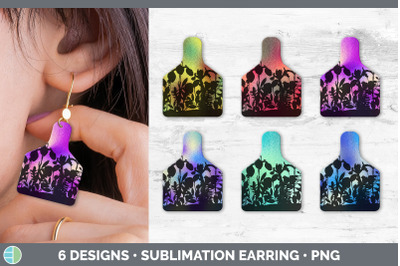 Floral Cow Tag Earring | Sublimation Cattle Ear Tag