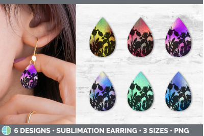 Floral Teardrop Earring | Sublimation Designs Bundle