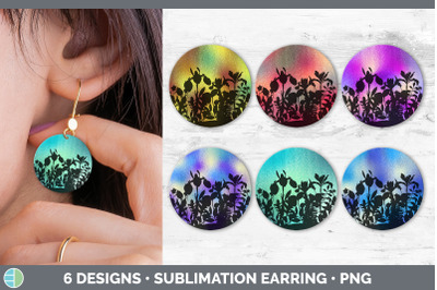 Floral Round Earring | Sublimation Designs Bundle