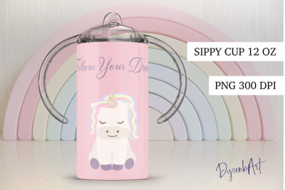 12 Oz Sippy Cup Sublimation Unicorn PNG