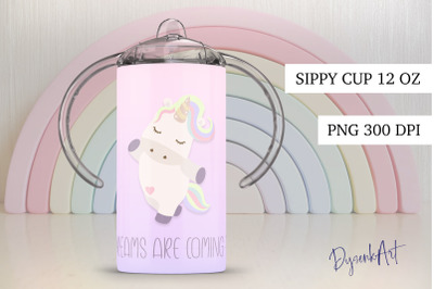 12 Oz Sippy Cup Sublimation Unicorn PNG