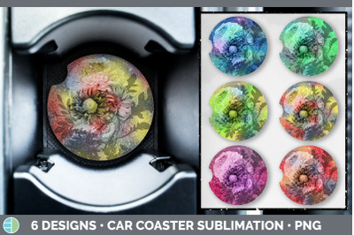 Floral Car Coaster | Sublimation Designs Bundle