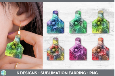 Floral Cow Tag Earring | Sublimation Cattle Ear Tag