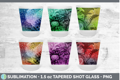 Floral Shot Glass Sublimation | Shot Glass 1.5oz Tapered