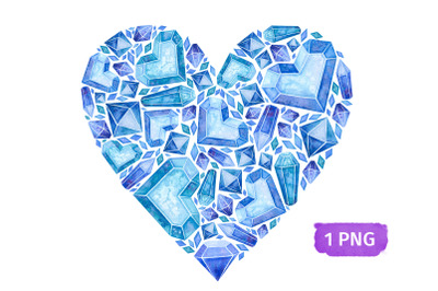 Blue Crystal Heart. Valentines Day Clipart