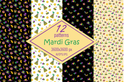Mardi Gras digital paper /seamless patterns