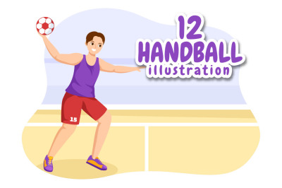 12 Handball Sports Illustration