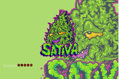 Weed leaf sativa text illustrations