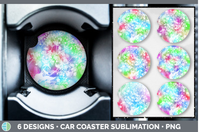 Floral Car Coaster | Sublimation Designs Bundle