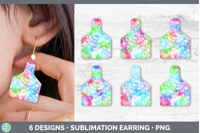 Floral Cow Tag Earring | Sublimation Cattle Ear Tag