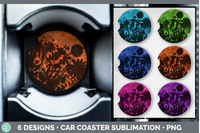 Floral Car Coaster | Sublimation Designs Bundle