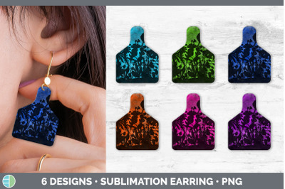 Floral Cow Tag Earring | Sublimation Cattle Ear Tag