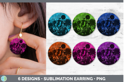 Floral Round Earring | Sublimation Designs Bundle