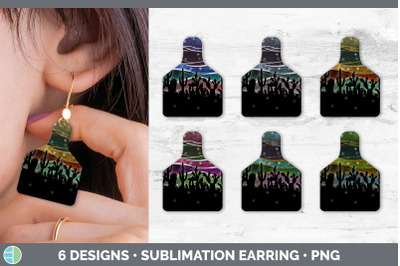 Cactus Cow Tag Earring | Sublimation Cattle Ear Tag