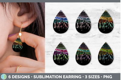 Cactus Teardrop Earring | Sublimation Designs Bundle