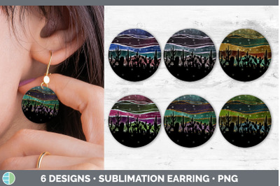 Cactus Round Earring | Sublimation Designs Bundle