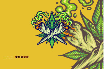 Smoking weed joint leaf illustrations