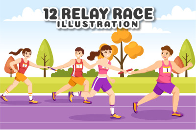 12 Relay Race Sports Illustration