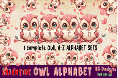 Valentine Owl Alphabet Letters Sublimation