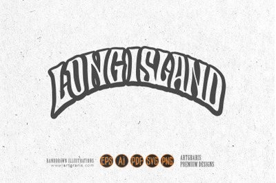 Long island hand lettering word text monochrome