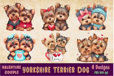 Yorkshire Terrier Dog Couple Valentine clipart Bundle