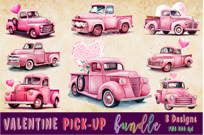Valentine Vintage Watercolor Pick-up Clipart Bundle