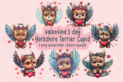 Valentine Yorkshire Terrier Angel Clipart Bundle