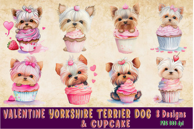 Yorkshire Terrier Dog &amp; Cupcake for Valentine