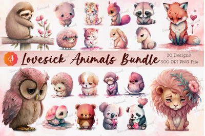 Lovesick Animals Cliparts Bundle