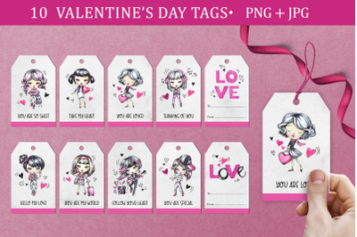 10 Valentine&#039;s Day Gift Tags| Cute Girls Printable labels