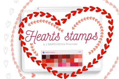 Hearts stamps for Procreate Valentine brushes