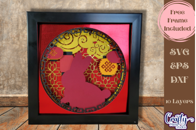 Chinese New Year Svg Shadow Box, 3D Layered Year Of Rabbit