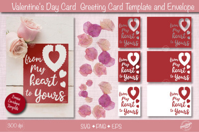 Valentine Card SVG| Heart card SVG template| Love cards| Greeting Card