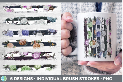 Striped Flowers Brush Strokes PNG | Sublimation Designs