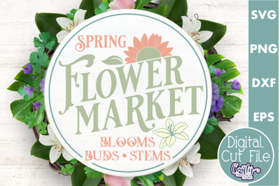 Spring Flower Market | Round Easter Svg | Door Hanger Svg