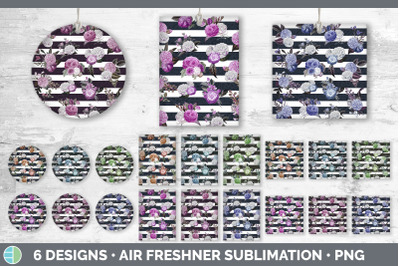 Striped Flowers Air Freshener | Sublimation Designs Bundle