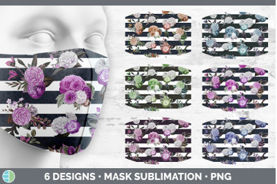 Striped Flowers Mask | Sublimation Bundle Face Mask Designs