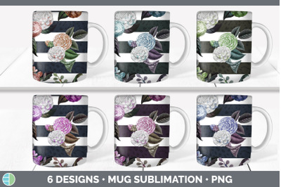 Striped Flowers Mug Sublimation